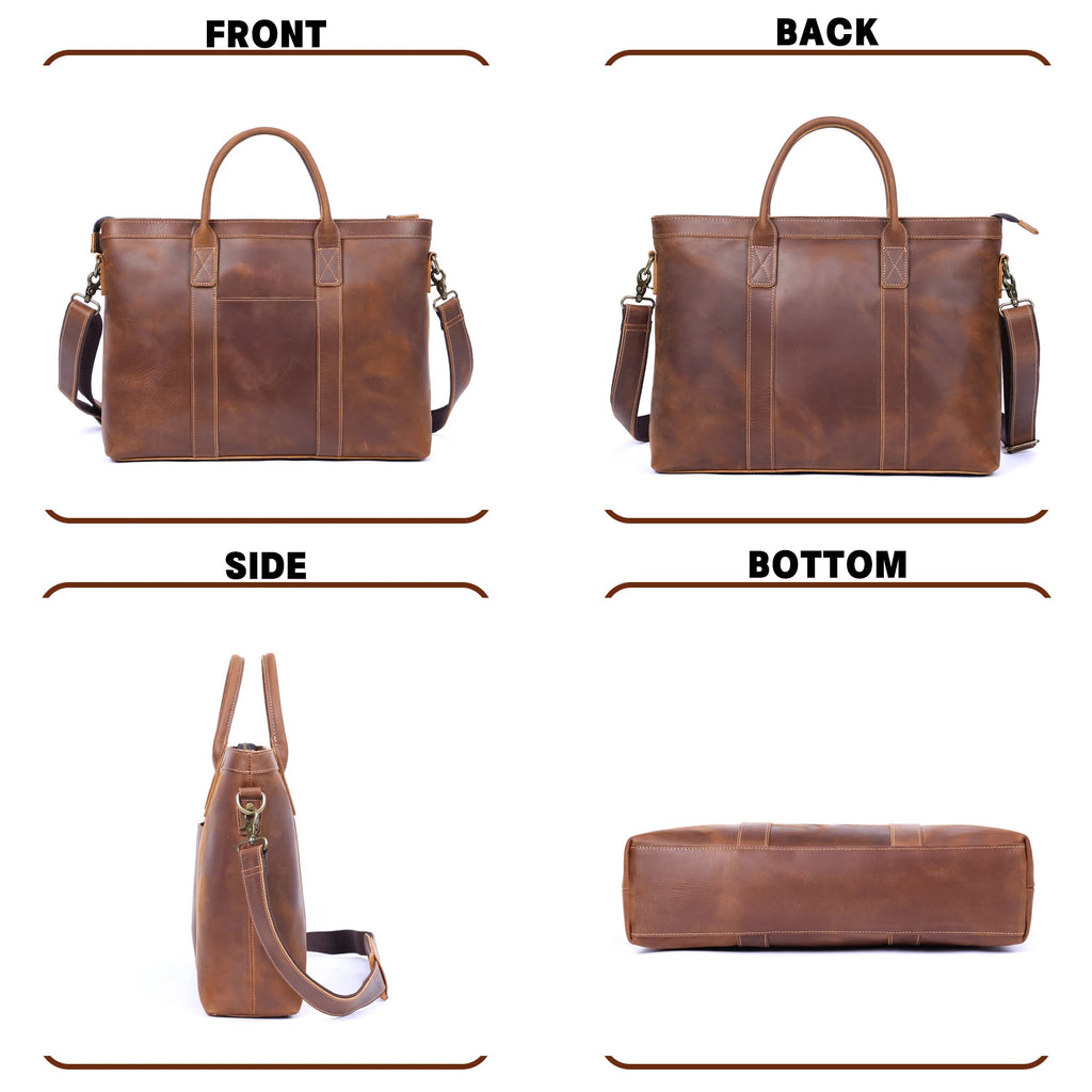 Sacoche ordinateur cuir 16 pouces en vachette crazy horse