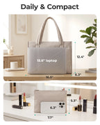 Sac ordinateur femme 15,6 pouces, cabas matelassé et sa pochette