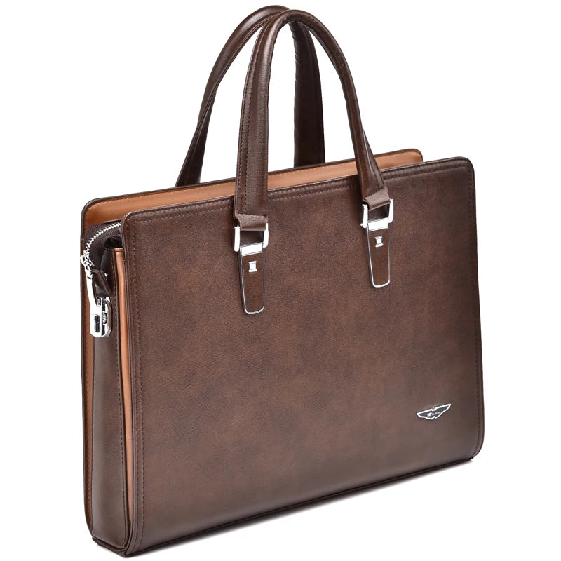 Sacoche ordinateur homme à serrure à code, simili cuir 14 pouces