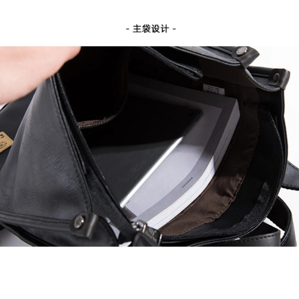Sac à dos ordinateur 16 pouces en simili cuir, format plat rétro