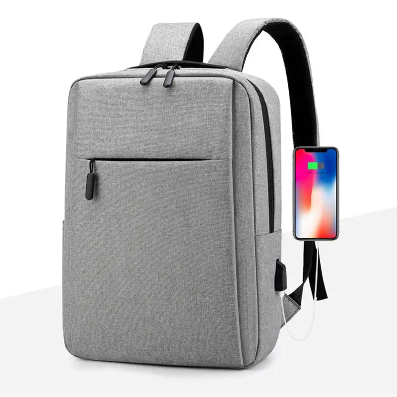 Sac à dos ordinateur 16 pouces avec port USB, nylon gris ou noir