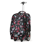 Sac à dos ordinateur à roulettes imprimé, grandes roues arrière
