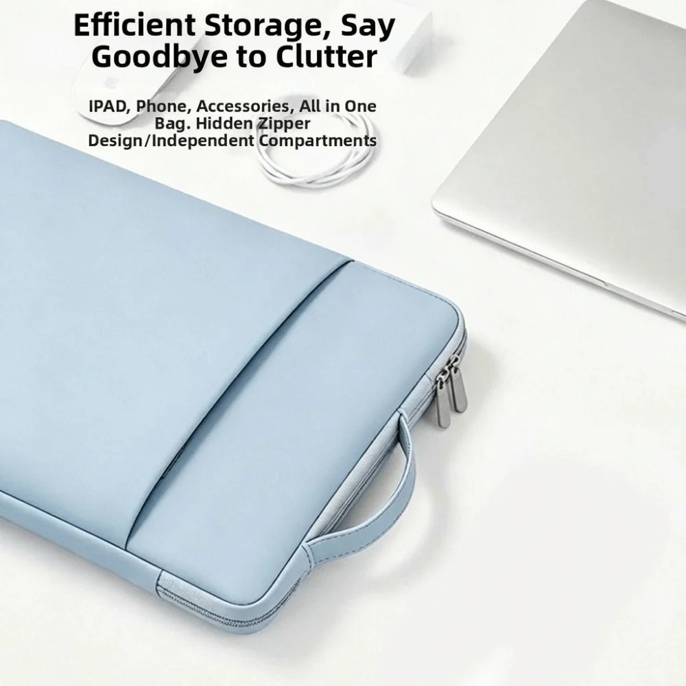 Pochette ordinateur en simili cuir à poignée, 11 à 15,6 pouces