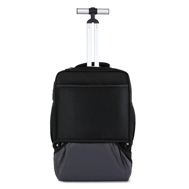 Sac à dos ordinateur à roulettes, façade rigide et cadenas à code