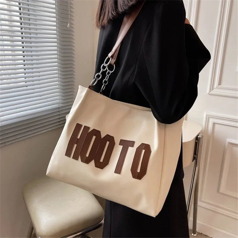 Sac ordinateur femme cabas en simili daim à grandes lettres
