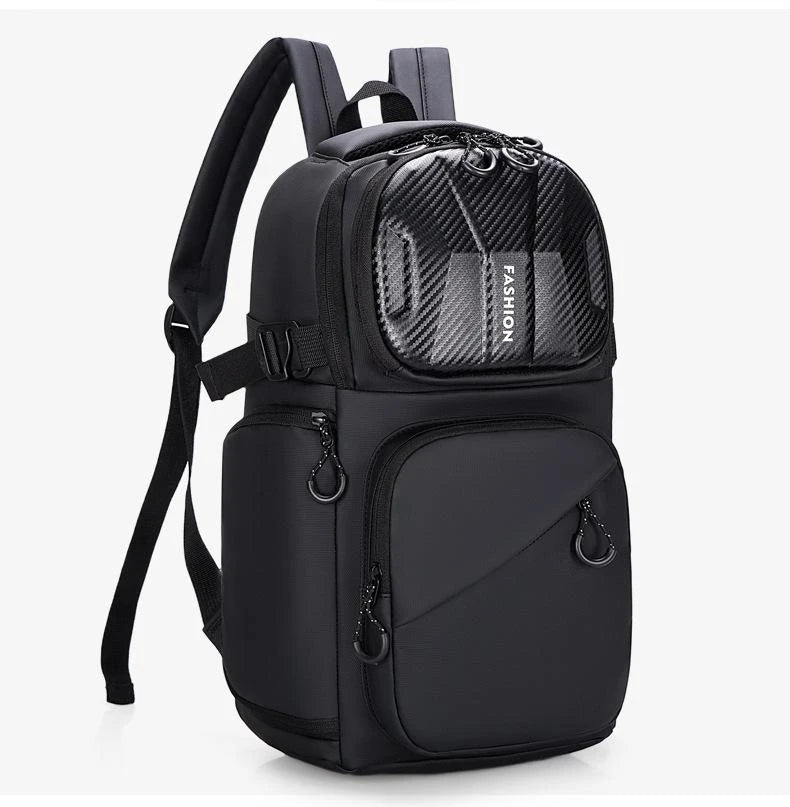 Sac à dos ordinateur homme, poche haute en coque effet carbone