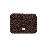 Pochette ordinateur femme léopard en velours côtelé matelassé
