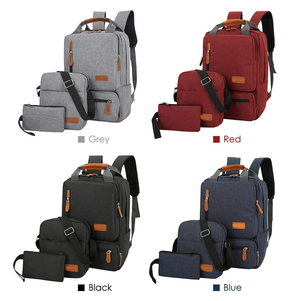 Sac à dos ordinateur en lot de 3 avec sacoche et pochette, nylon
