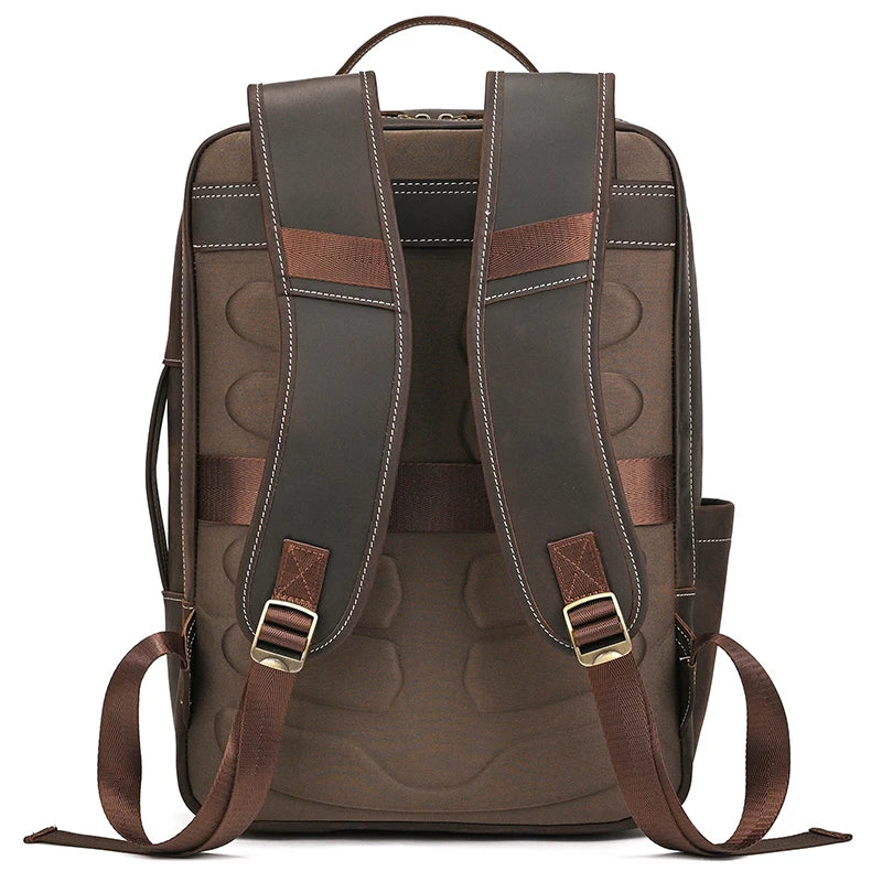 Sac à dos ordinateur en cuir de vache aspect vieilli, 42 x 30 cm