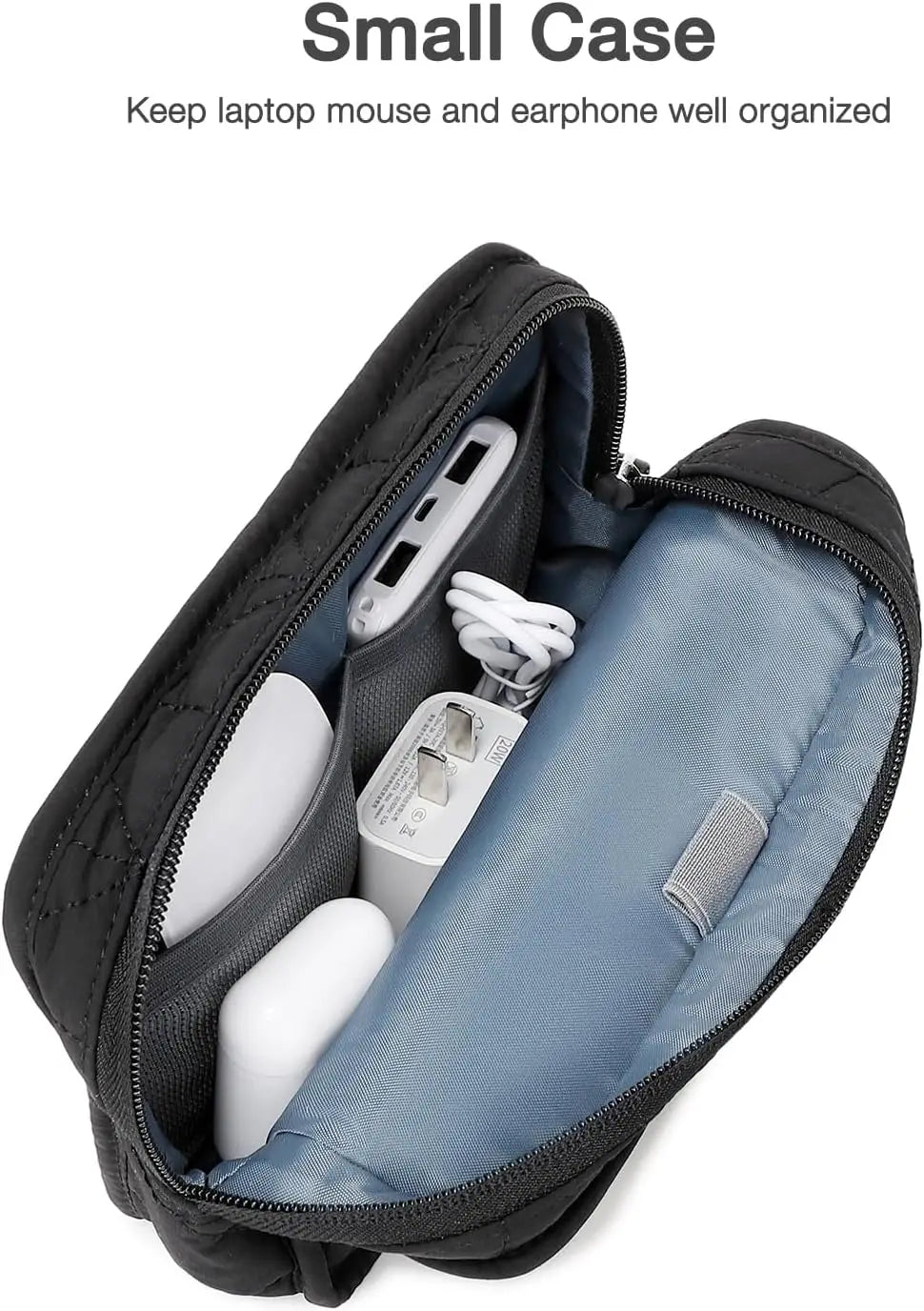 Pochette ordinateur noire matelassée en chevrons, 13 à 14 pouces