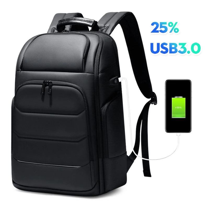 Sac à dos ordinateur USB 16 pouces extensible, toile oxford noire