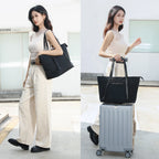 Sac ordinateur femme façon cabas en nylon, passant trolley