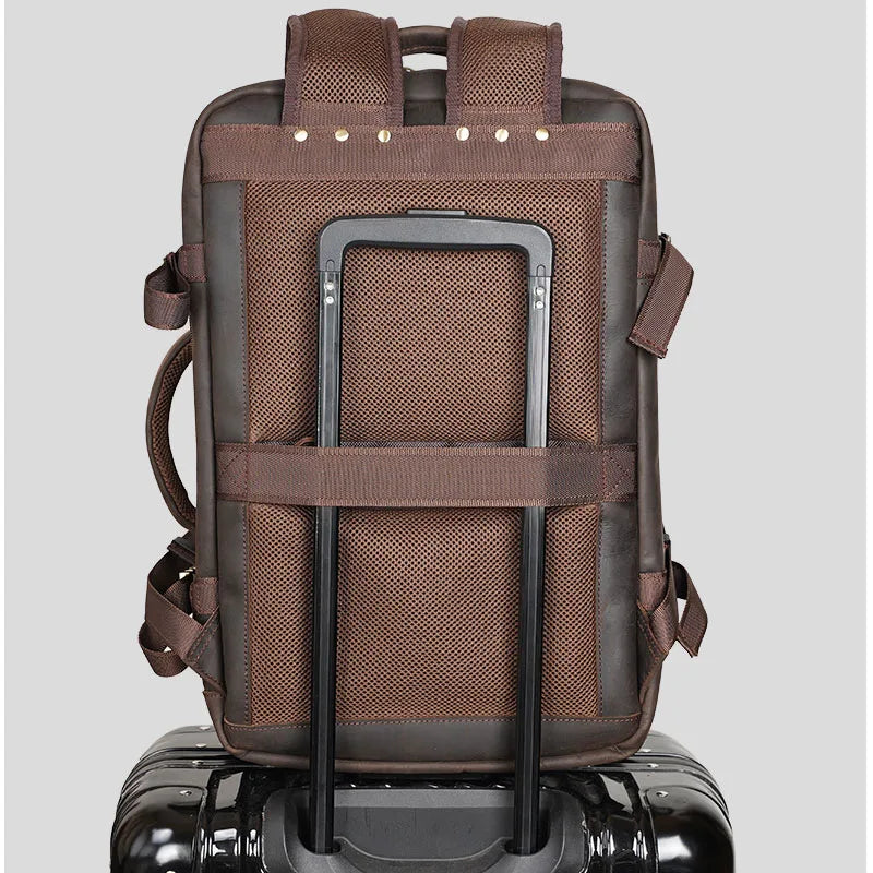 Sac à dos ordinateur cuir de vache vieilli, 15,6 pouces voyage