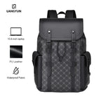 Sac à dos ordinateur 15,6 pouces en simili cuir à damier, rabat