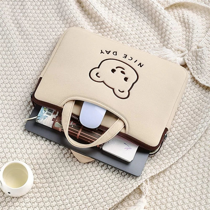 Pochette ordinateur à poignées motif ourson, 13 à 16 pouces