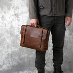 Sacoche ordinateur cuir homme à rabat, bandoulière, 15 pouces