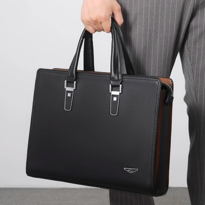 Sacoche ordinateur homme à serrure à code, simili cuir 14 pouces