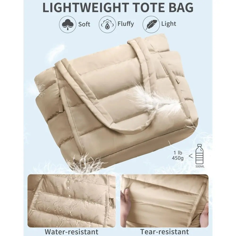 Sac ordinateur femme 15,6 pouces façon doudoune, trousse assortie