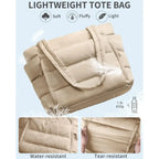 Sac ordinateur femme 15,6 pouces façon doudoune, trousse assortie