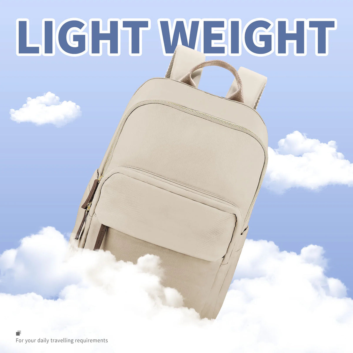 Sac à dos ordinateur femme en nylon, poche avant et zips dorés