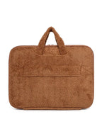 Pochette ordinateur femme bouclette marron à frimousse de monstre