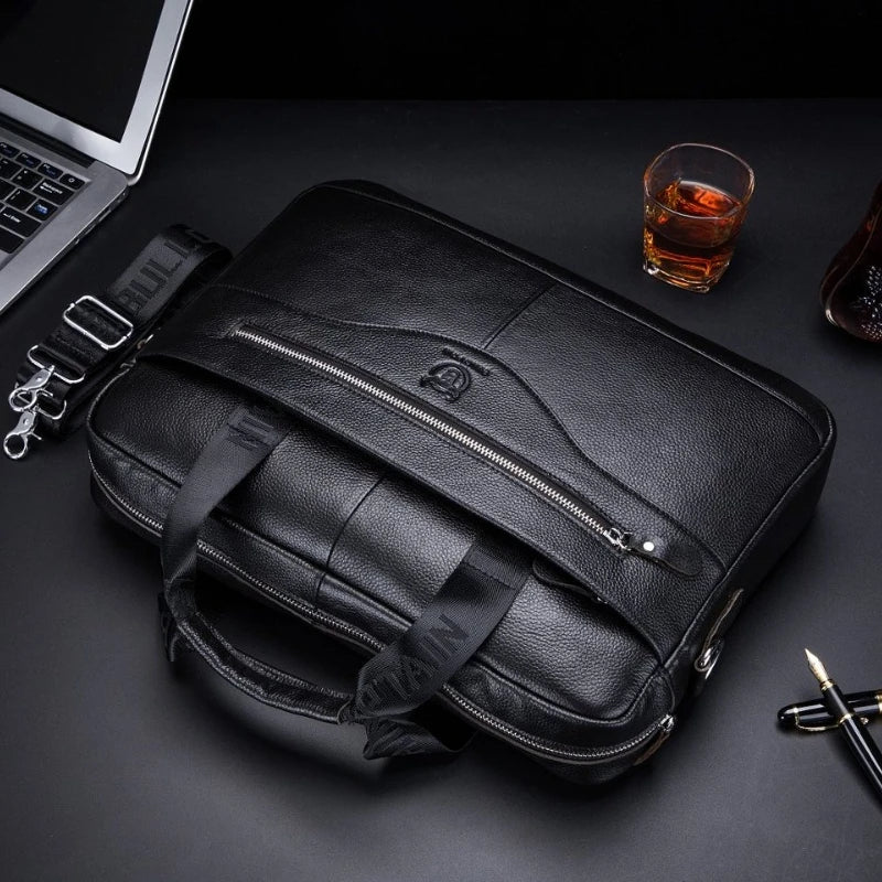 Sacoche ordinateur cuir homme 16 pouces, grainé, noir ou marron