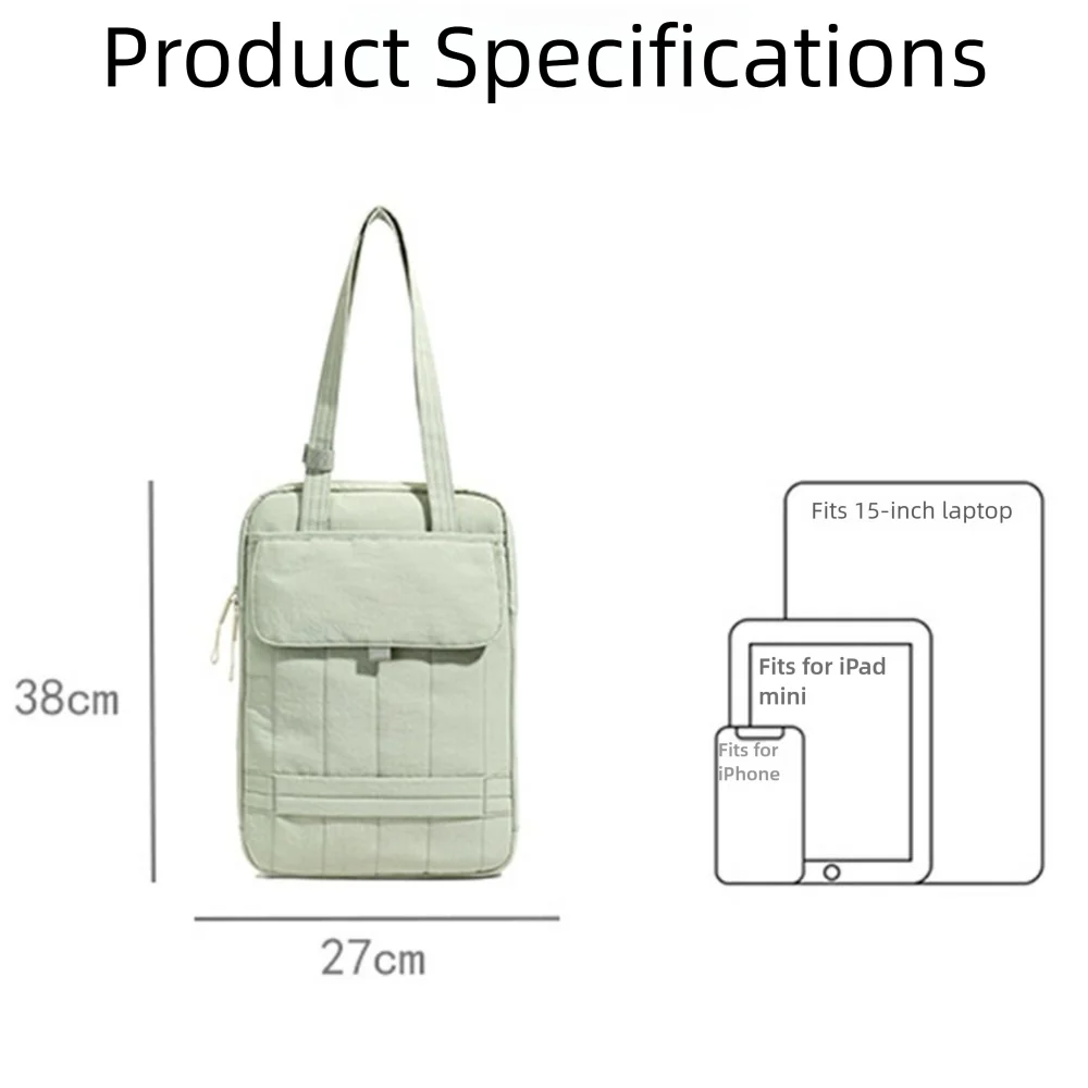 Sac ordinateur cabas vertical matelassé en toile, poche à rabat