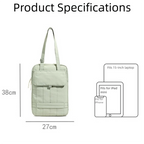 Sac ordinateur cabas vertical matelassé en toile, poche à rabat
