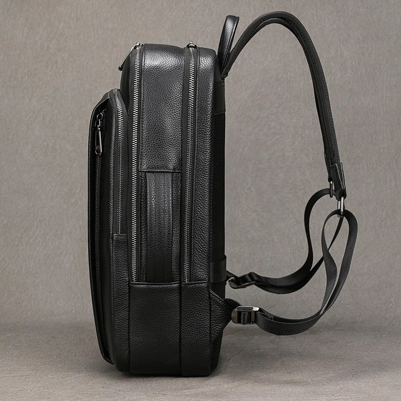 Sac à dos ordinateur cuir homme, deux compartiments zippés