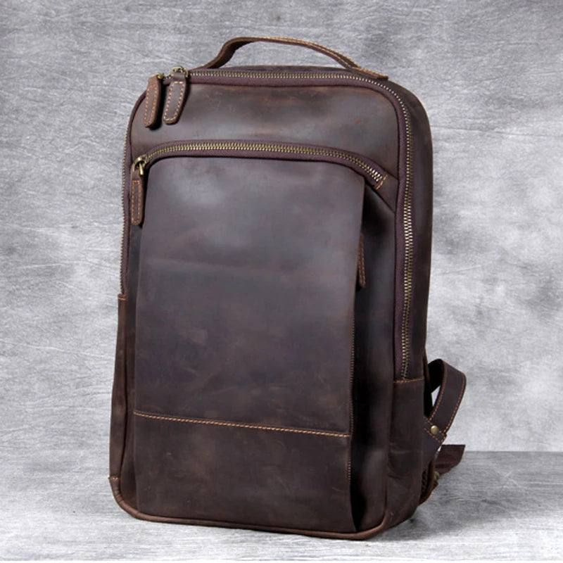 Sac à dos ordinateur cuir de vache 14 pouces, style rétro