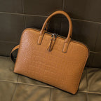 Sac ordinateur femme effet croco noir, à main et bandoulière