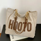 Sac ordinateur femme cabas en simili daim à grandes lettres