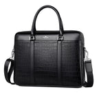 Sacoche ordinateur cuir homme 14 pouces, motif crocodile embossé