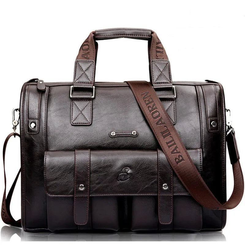 Sacoche ordinateur homme simili cuir 14 ou 15,6 pouces, deux tailles