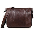 Sac ordinateur cuir homme : besace en cuir véritable ciré à rabat