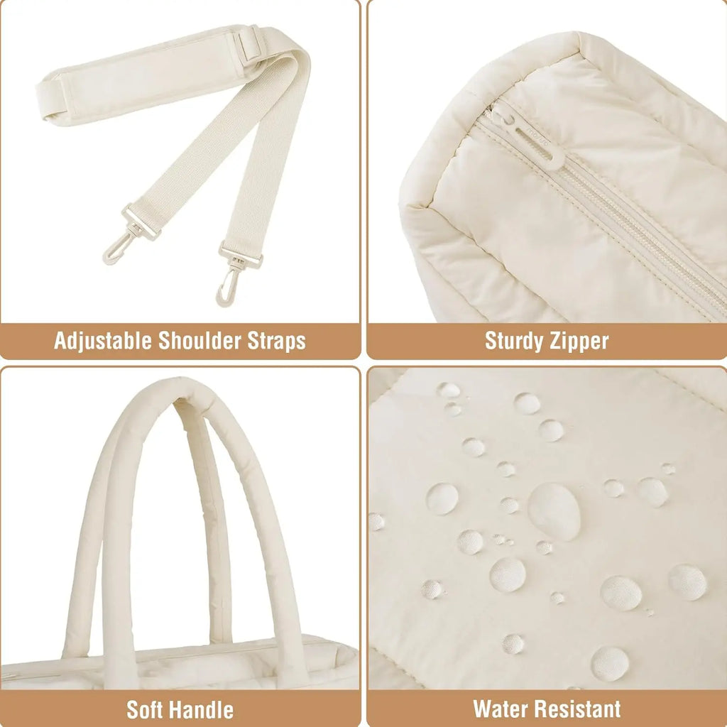 Sac ordinateur femme effet doudoune en nylon, passant trolley