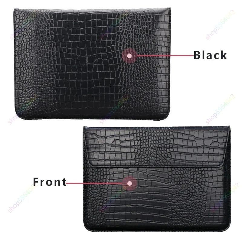 Housse ordinateur effet croco en simili cuir, rabat aimanté