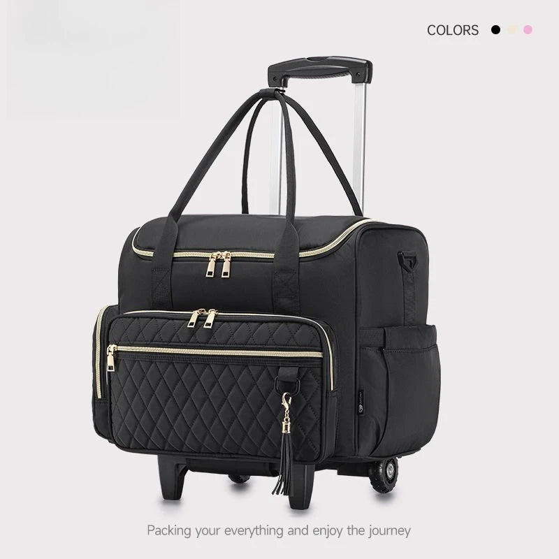 Trolley ordinateur à roulettes amovibles, sac cabine matelassé