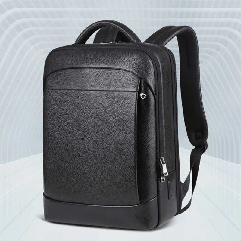Sac à dos ordinateur cuir homme 15,6 pouces avec port USB