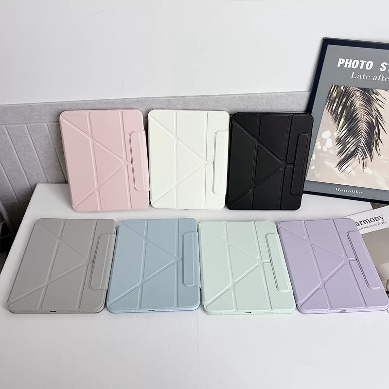 Étui tablette rigide à rabat plié en Y, quatre coloris unis mats