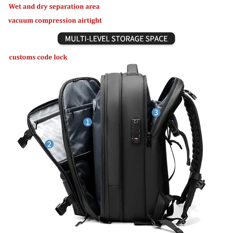 Sac à dos ordinateur 17 pouces compression sous vide, pompe en option