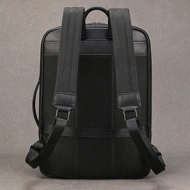 Sac à dos ordinateur cuir homme, deux compartiments zippés