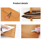 Pochette ordinateur simili cuir à bouton bois, 13,3 à 16 pouces