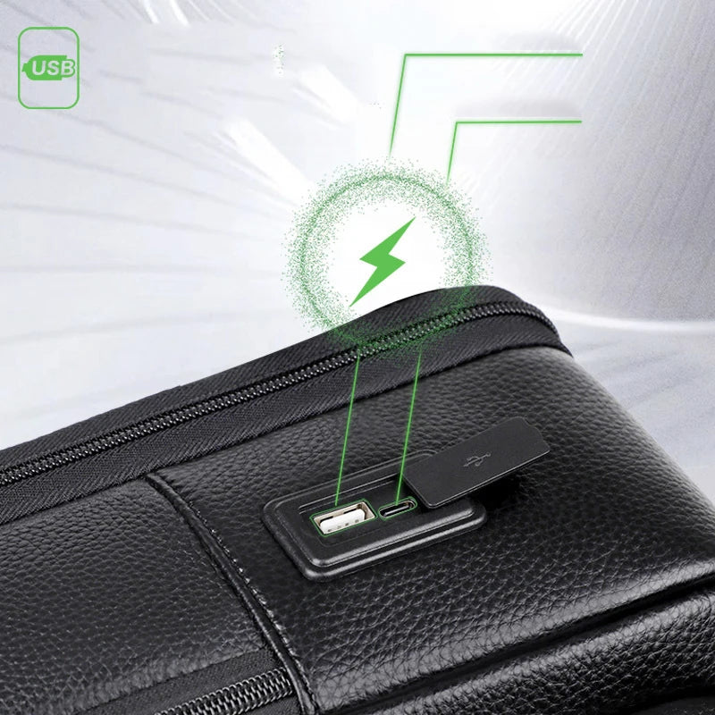 Sac à dos ordinateur cuir homme 15,6 pouces avec port USB